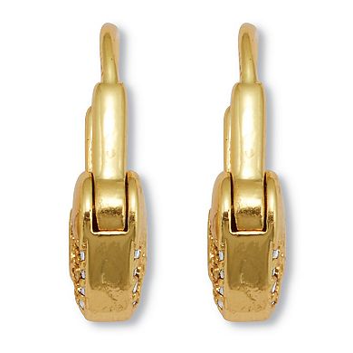 PalmBeach Jewelry Round Crystal Goldtone Heart Lock Drop Earrings