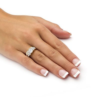 PalmBeach Jewelry 2 Piece 2.01 TCW Round Cubic Zirconia Bridal Ring Set in 18k Gold-Plated