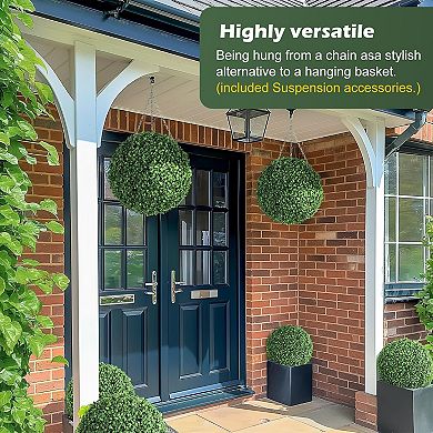 IDEALHOUSE Pre-Lit Artificial Boxwood Ball Set of 2, 8 Lighting Modes with Timer