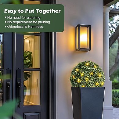 IDEALHOUSE Pre-Lit Artificial Boxwood Ball Set of 2, 8 Lighting Modes with Timer