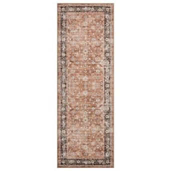 Washable Distressed Floral Area Rugs, Vintage Boho Throw Carpet Runner Rugs Indoor Outdoor