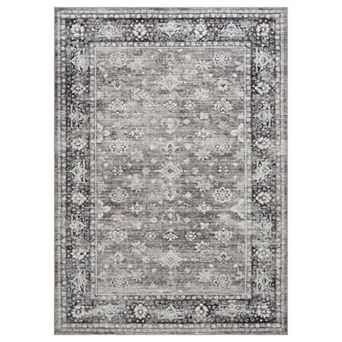 Washable Distressed Floral Area Rugs, Vintage Boho Throw Carpet Runner Rugs Indoor Outdoor
