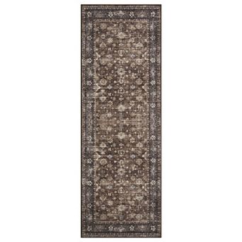 Washable Distressed Floral Area Rugs, Vintage Boho Throw Carpet Runner Rugs Indoor Outdoor