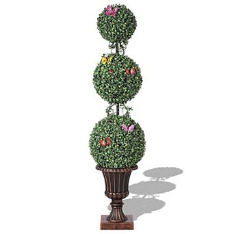 IDEALHOUSE Artificial Triple Ball Topiary, UV Resistant Outdoor Décor