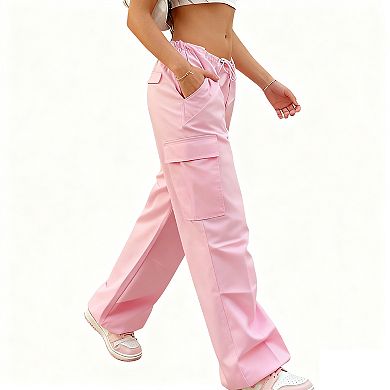 Women's Cargo Joggers Fashion Drawstring Waist Pants with Multiple Pockets