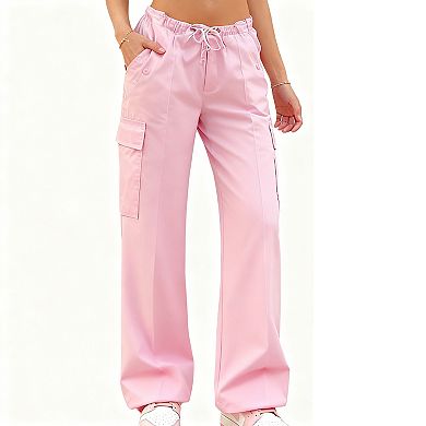 Women's Cargo Joggers Fashion Drawstring Waist Pants with Multiple Pockets