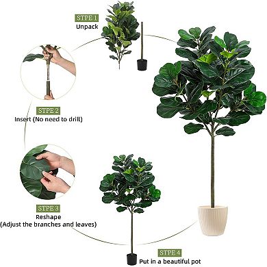 IDEALHOUSE 5.2FT Artificial Fiddle Leaf Fig Tree, Large Faux Plant with 62 Leaves