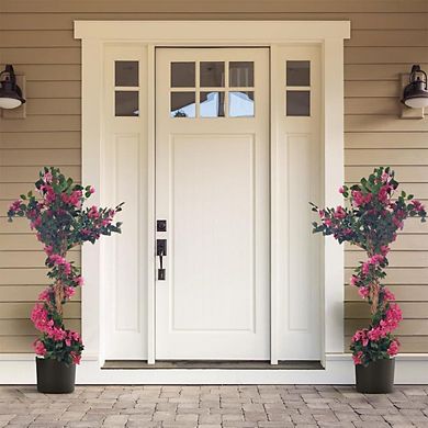 IDEALHOUSE Artificial Bougainvillea Tree with Pink Flowers and Plastic Pot