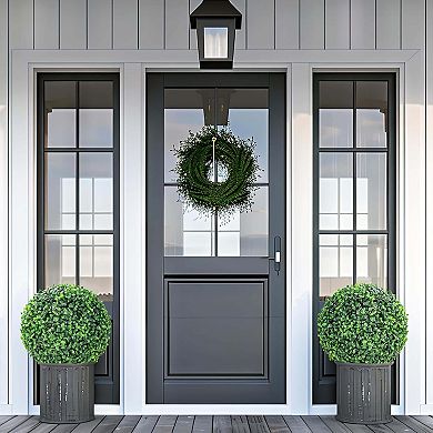 IDEALHOUSE Artificial Boxwood Topiary Ball Set of 2, Outdoor Decorative Greenery Spheres
