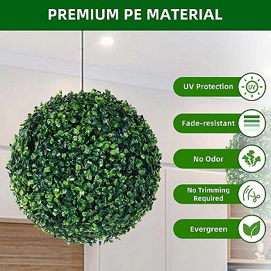 IDEALHOUSE Artificial Boxwood Topiary Ball Set of 2, Outdoor Decorative Greenery Spheres