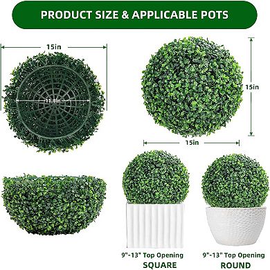 IDEALHOUSE Artificial Boxwood Topiary Ball Set of 2, Outdoor Decorative Greenery Spheres