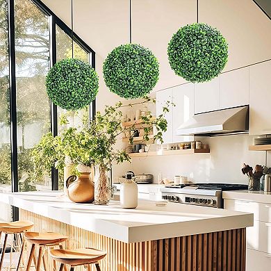 IDEALHOUSE Artificial Boxwood Topiary Ball Set of 2, Outdoor Decorative Greenery Spheres