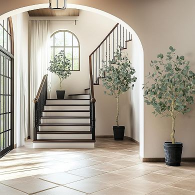 IDEALHOUSE 4FT Artificial Eucalyptus Tree, Faux Plant with Bendable Branches