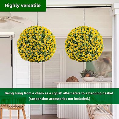 IDEALHOUSE Artificial Rose Topiary Ball Set of 2, Faux Greenery and Flower Décor