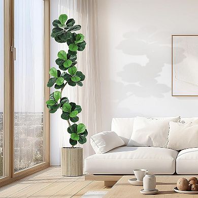 IDEALHOUSE Artificial Fiddle Leaf Fig Tree, S-Curve Design with Planter