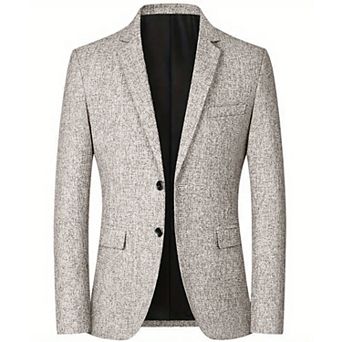 Men's Single Breasted Wrinkle Resistant Suit Jacket with Peak Lapel Casual Sport Blazer Coat