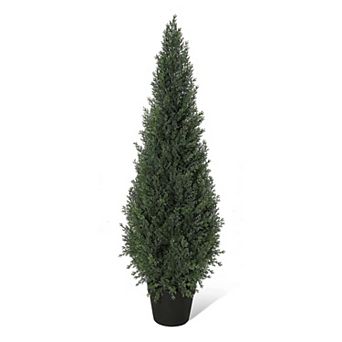 IDEALHOUSE Artificial Cypress Tree, UV Resistant Faux Plant