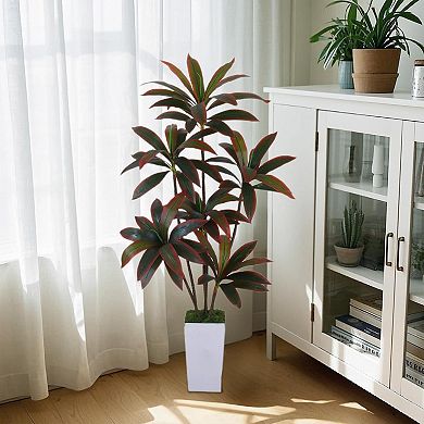 IDEALHOUSE 5ft Dracaena Artificial Tree with Planter and Realistic Leaves