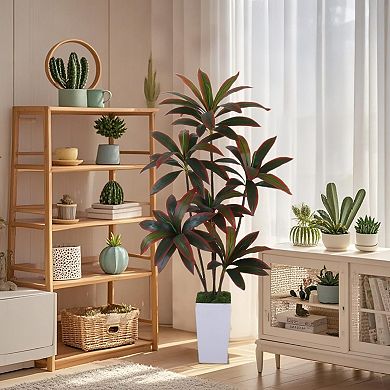 IDEALHOUSE 5ft Dracaena Artificial Tree with Planter and Realistic Leaves