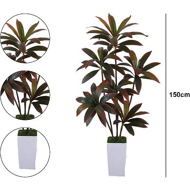 IDEALHOUSE 5ft Dracaena Artificial Tree with Planter and Realistic Leaves