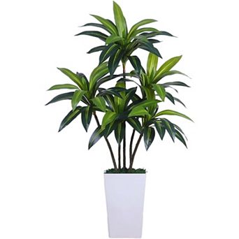 IDEALHOUSE 5ft Dracaena Artificial Tree with Planter and Realistic Leaves