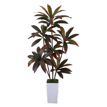 IDEALHOUSE 5ft Dracaena Artificial Tree with Planter and Realistic Leaves