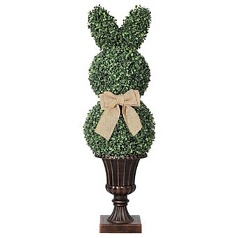 IDEALHOUSE 3ft Artificial Boxwood Topiary Double Ball with Vintage Planter