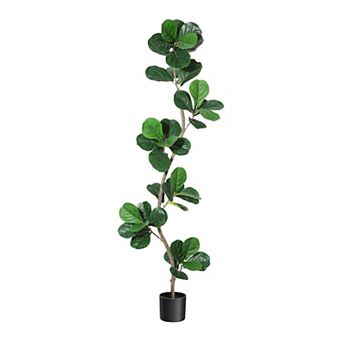 IDEALHOUSE S-Shape Artificial Fiddle Leaf Fig Tree with Planter