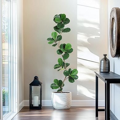 IDEALHOUSE S-Shape Artificial Fiddle Leaf Fig Tree with Planter