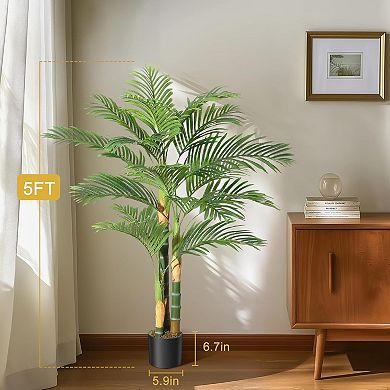IDEALHOUSE 5FT Artificial Golden Cane Palm Tree Set of 2