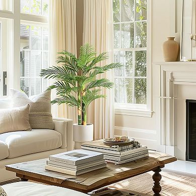 IDEALHOUSE 5FT Artificial Golden Cane Palm Tree Set of 2