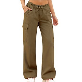 Women's Cargo Joggers Fashion Drawstring Waist Pants with Multiple Pockets