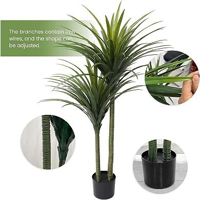 IDEALHOUSE 5FT Artificial Dracaena Tree, Fade-Resistant Fake Plant for Home & Office Décor