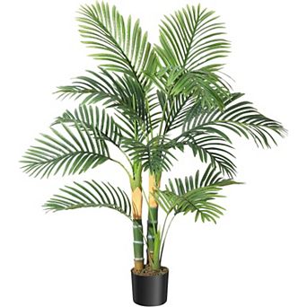 IDEALHOUSE 4FT Artificial Golden Cane Palm, Potted Fake Tree for Indoor Outdoor Décor