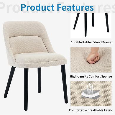 IDEALHOUSE Dining Chairs Set 31inch Mid-Century Linen Upholstered