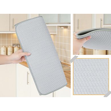 1Pc Dish Drying Mat, Absorbent Microfiber Kitchen Mat with Lanyard Design 23.6*17.7 in