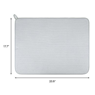 1Pc Dish Drying Mat, Absorbent Microfiber Kitchen Mat with Lanyard Design 23.6*17.7 in
