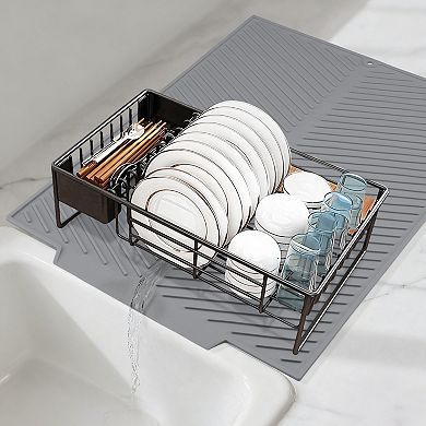 1Pc Silicone Dish Drying Mat for Kitchen Counter, Heat Resistant Kitchen Mat 20.1*16.1 in