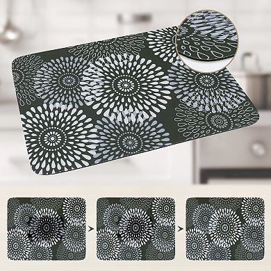 1Pc Large Diatomaceous Stone Dish Drying Mat, Floral Quick Dry Dish Drying Mats 19.7*15.7 in