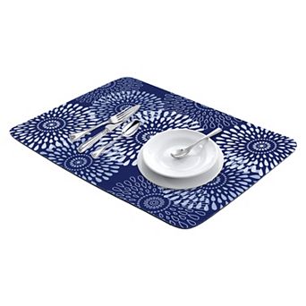 1 pc Large Diatomaceous Stone Dish Drying Mat, Floral Quick Dry Dish Drying Mats 19.7*15.7 in