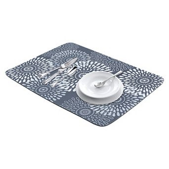 1 pc Large Diatomaceous Stone Dish Drying Mat, Floral Quick Dry Dish Drying Mats 19.7*15.7 in