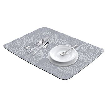 1 pc Large Diatomaceous Stone Dish Drying Mat, Floral Quick Dry Dish Drying Mats 19.7*15.7 in