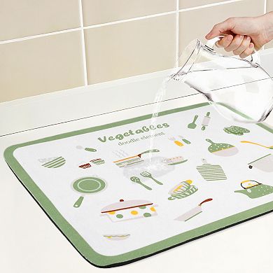 1Pc Large Diatomaceous Stone Dish Drying Mat, Pattern Quick Dry Dish Drying Mats 19.7*15.7 in