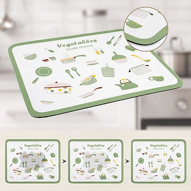 1Pc Large Diatomaceous Stone Dish Drying Mat, Pattern Quick Dry Dish Drying Mats 19.7*15.7 in