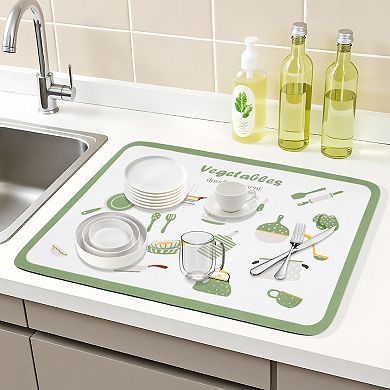 1Pc Large Diatomaceous Stone Dish Drying Mat, Pattern Quick Dry Dish Drying Mats 19.7*15.7 in