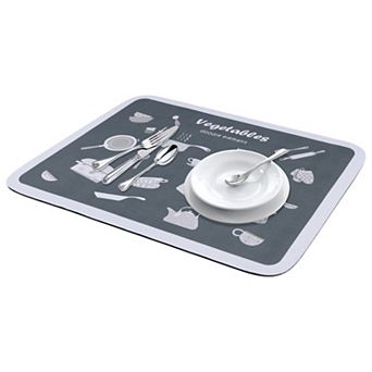 1 pc Large Diatomaceous Stone Dish Drying Mat, Pattern Quick Dry Dish Drying Mats 19.7*15.7 in