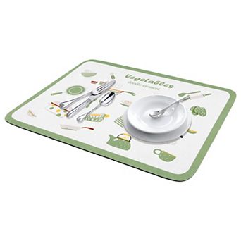 1 pc Large Diatomaceous Stone Dish Drying Mat, Pattern Quick Dry Dish Drying Mats 19.7*15.7 in