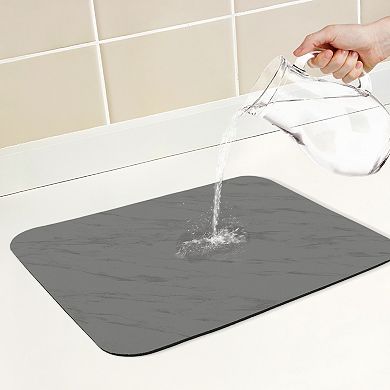 1Pc Diatomaceous Stone Dish Drying Mat with Texture, Quick Dry Dish Drying Mats 15.7*11.8 in