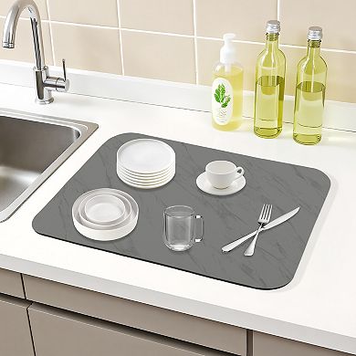 1Pc Diatomaceous Stone Dish Drying Mat with Texture, Quick Dry Dish Drying Mats 15.7*11.8 in