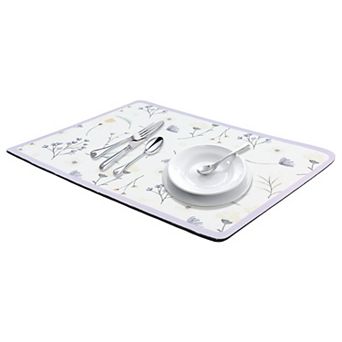 1 pc Diatomaceous Stone Dish Drying Mat, Floral Quick Dry Dish Drying Mats 19.7*15.7 in